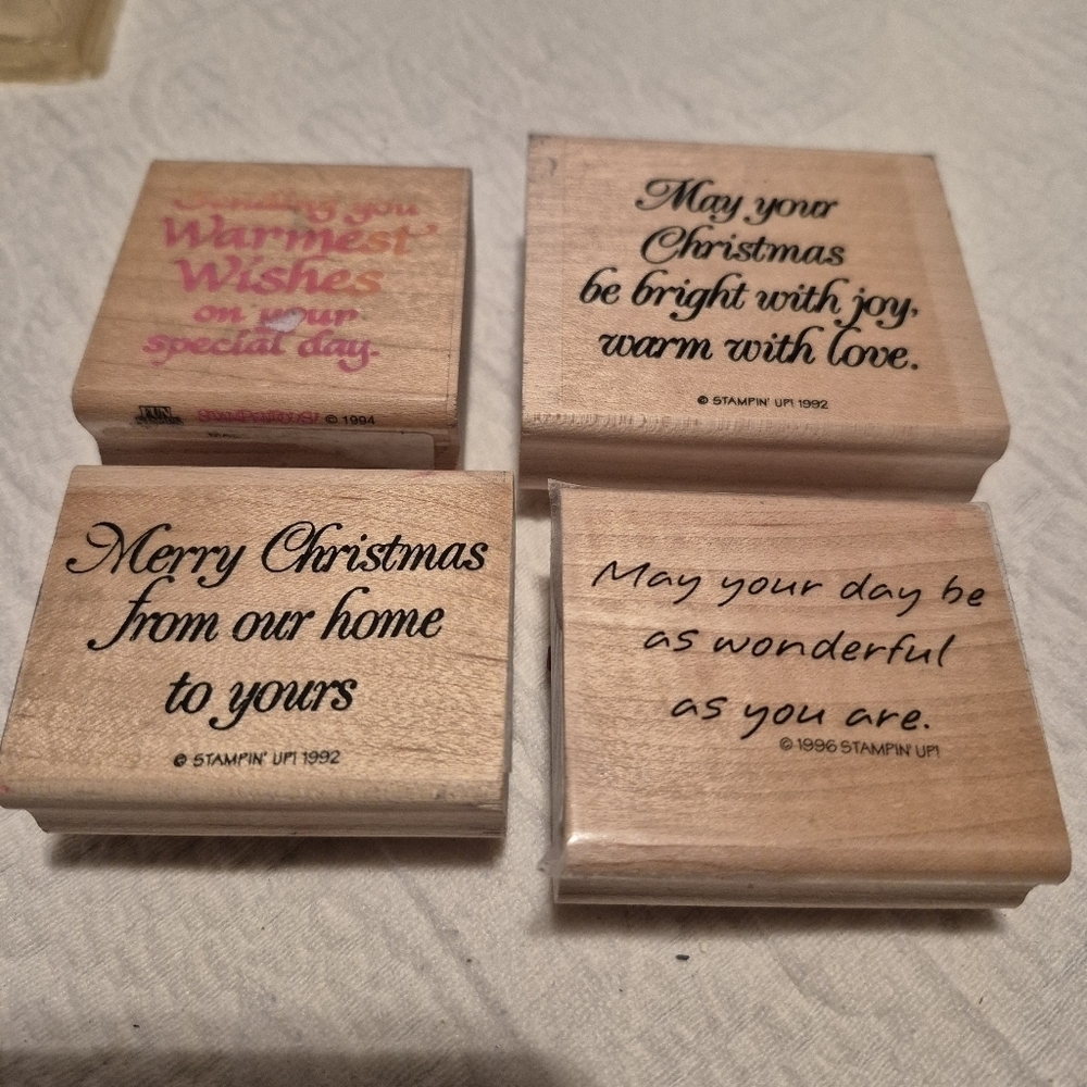 Stampin Up 4 Holiday Word stamps Good used condition